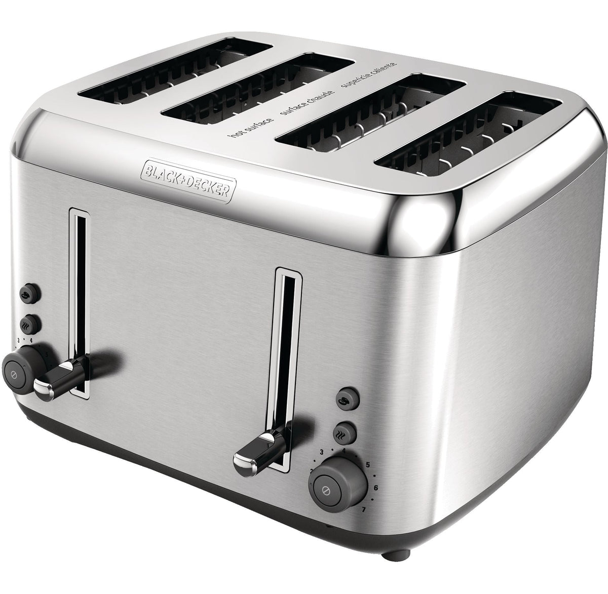 Black & Decker Toaster Kitchen Tools Extra Wide with 7 Settings, Stainless Steel, 4-Slices