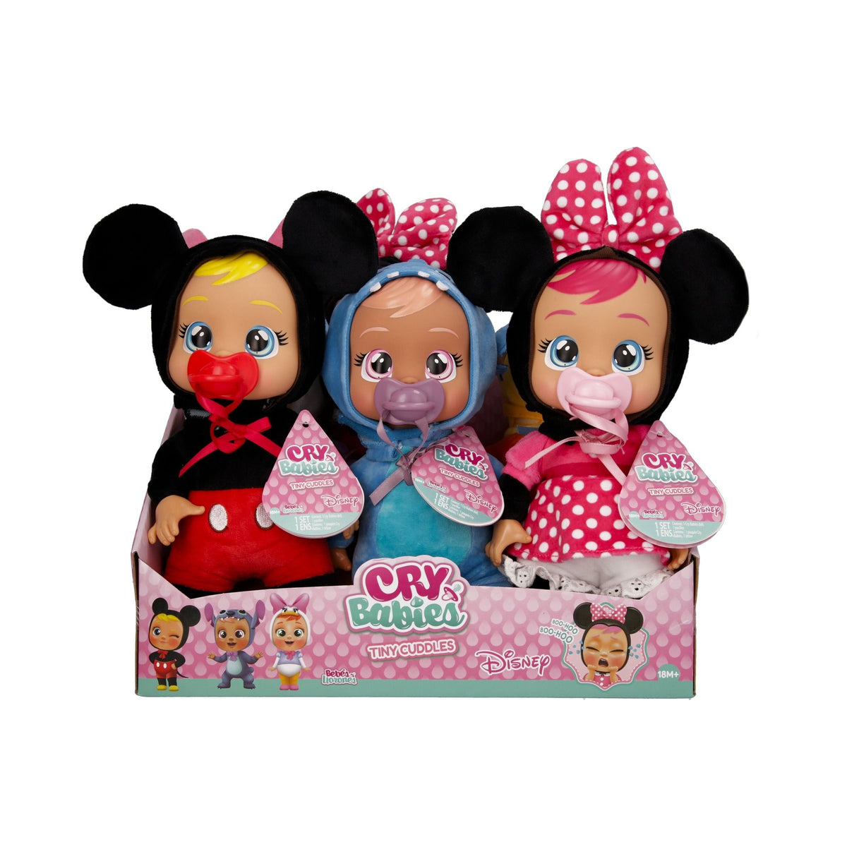 Cry Babies Tiny Cuddles Disney Character Dolls for Ages 18m+, Various Characters