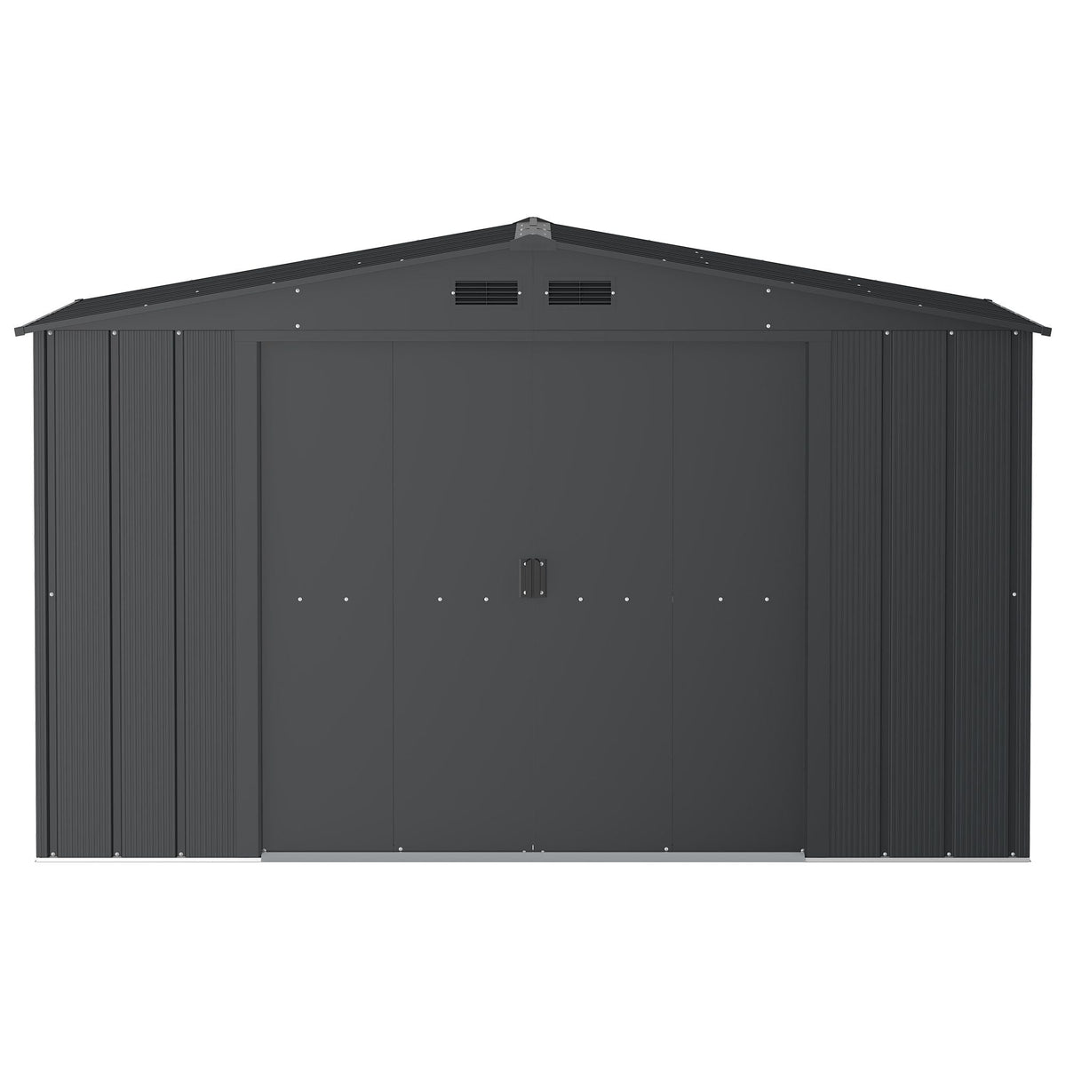 Duramax Metal Outdoor Storage Shed with Steel Frame, Dark Grey, 10-1/2-ft x 8-ft