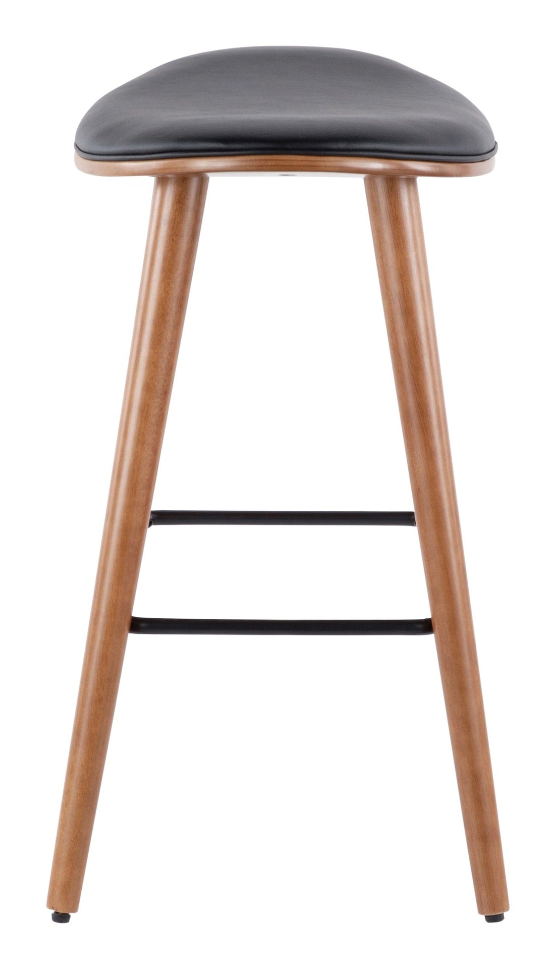 LumiSource Saddle Wood & PU Leather Seat Counter/Bar Stools (2-Piece Set), Walnut/Black
