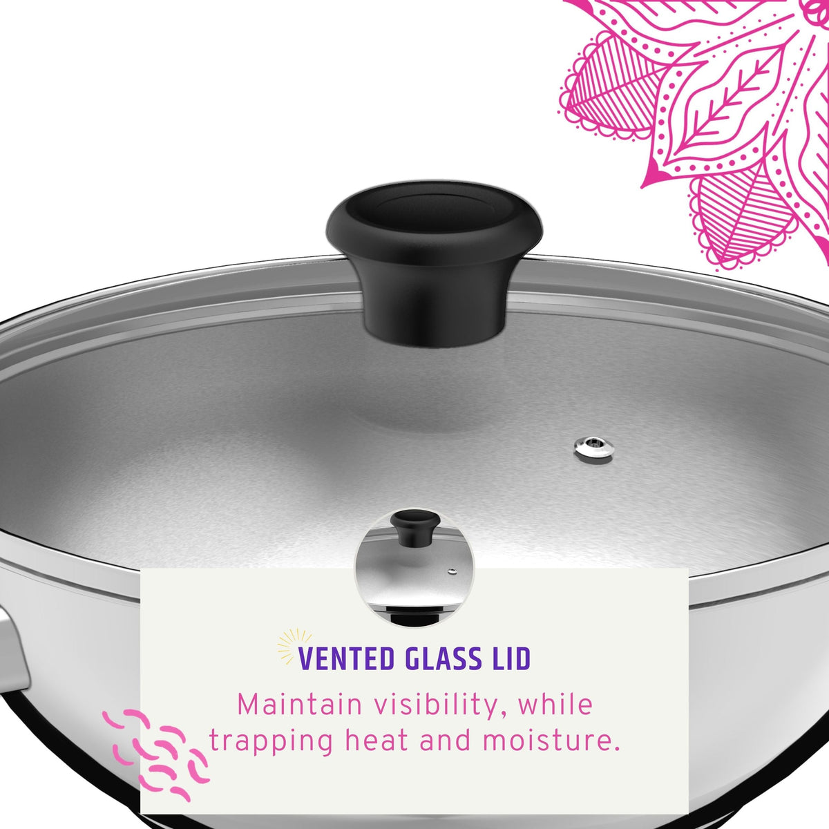 Maharaja 3.4qt Stainless Steel Karahi with lid 26cm 10.25in