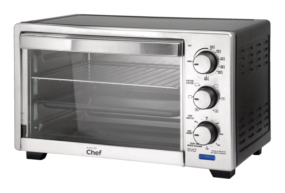MASTER Chef Convection Toaster Oven with 4 Functions, Stainless Steel, Black, 6-Slices