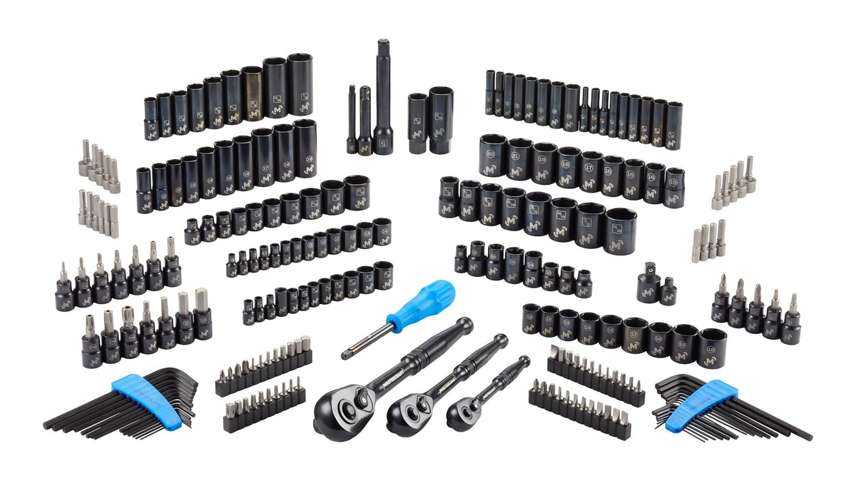 Mastercraft Socket Set, 229-pc, SAE / Metric, CRV, Black Steel Finish