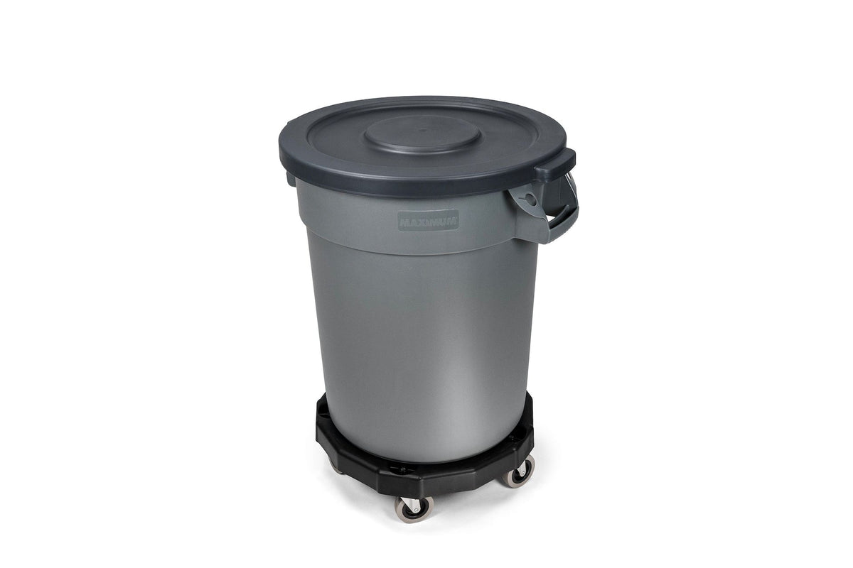 MAXIMUM Universal Commercial Heavy-Duty Resin Garbage Can Dolly, Black