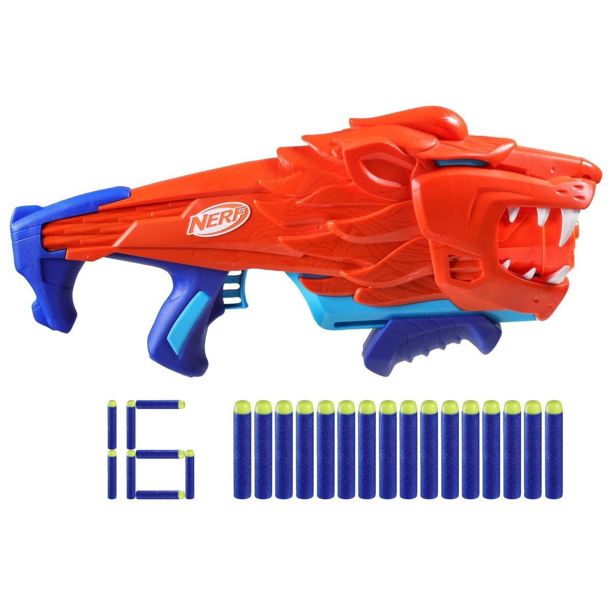 NERF Junior Wild Lionfury Easy-Play Dart Blaster, Includes 16 Darts, Ages 6+