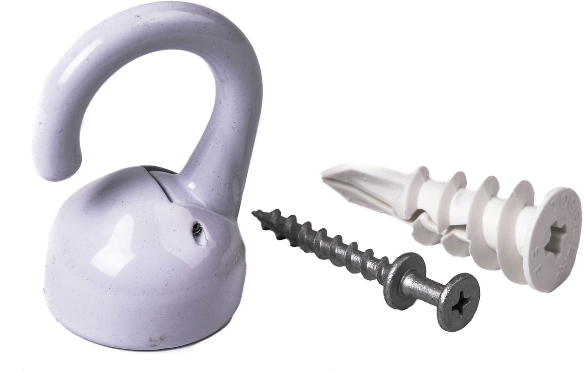 OOK Elephant Ceiling Hook, 360 Swivels, Tool-Free, 100-lb Capacity, White