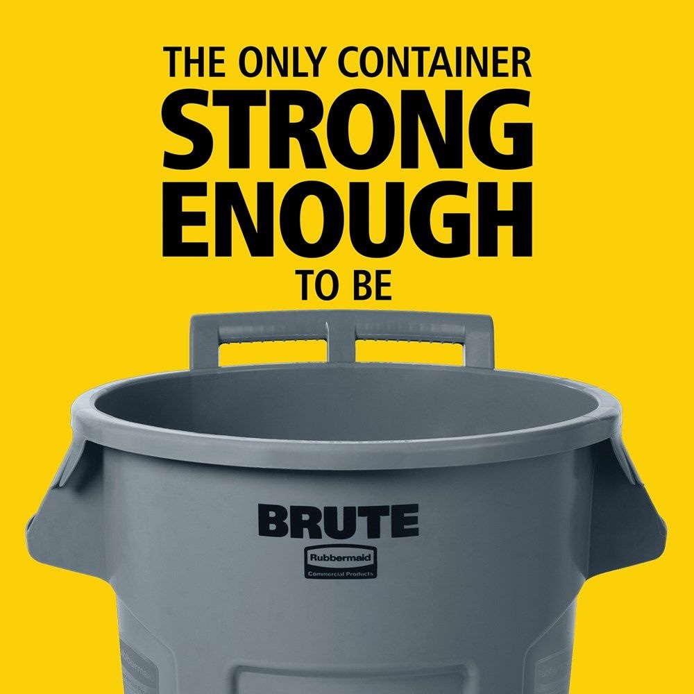 Rubbermaid Commercial Wheeled Brute Circular Outdoor Garbage Can, Grey, 121-L