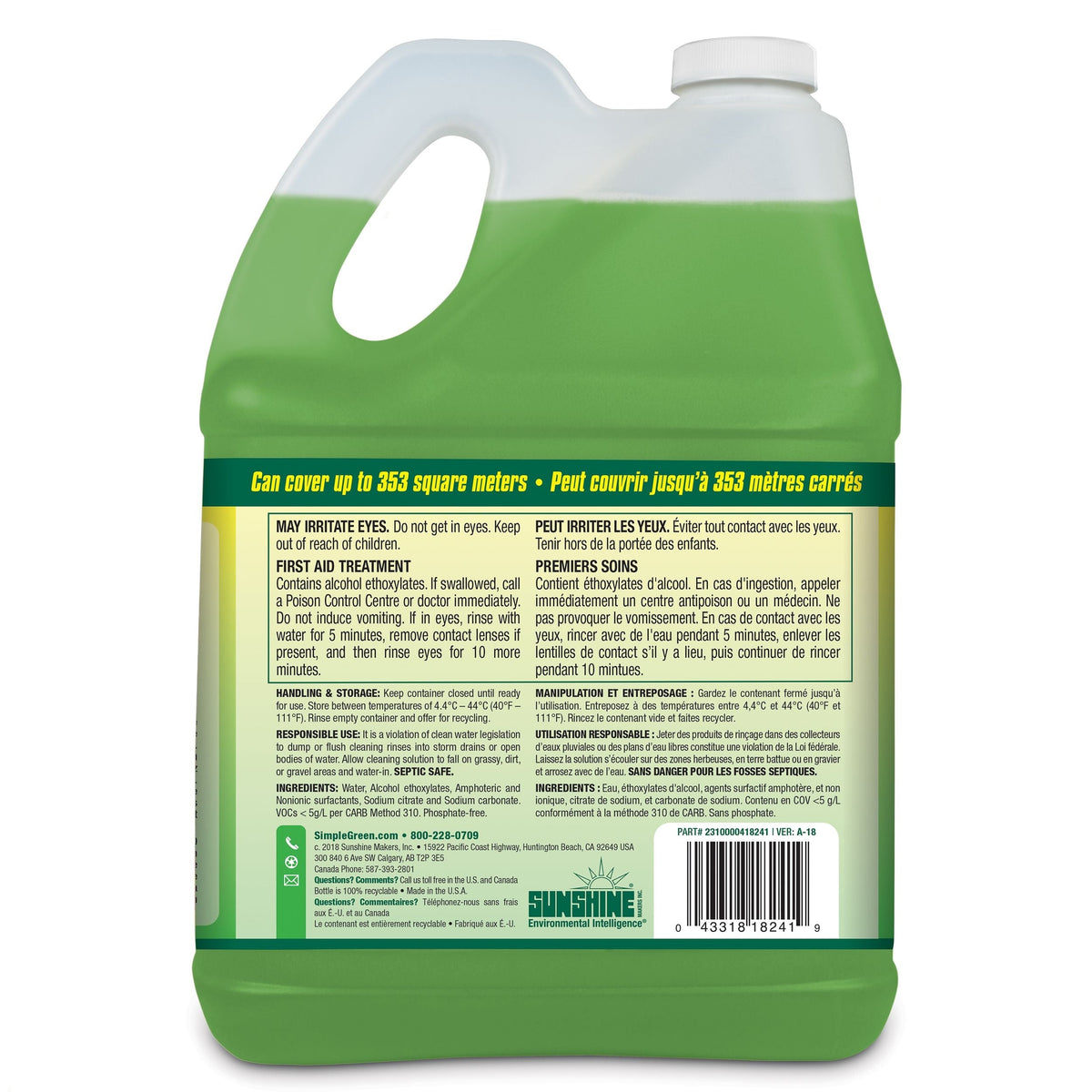 Simple Green Heavy-Duty Concentrate Pressure Washer Detergent, 4L