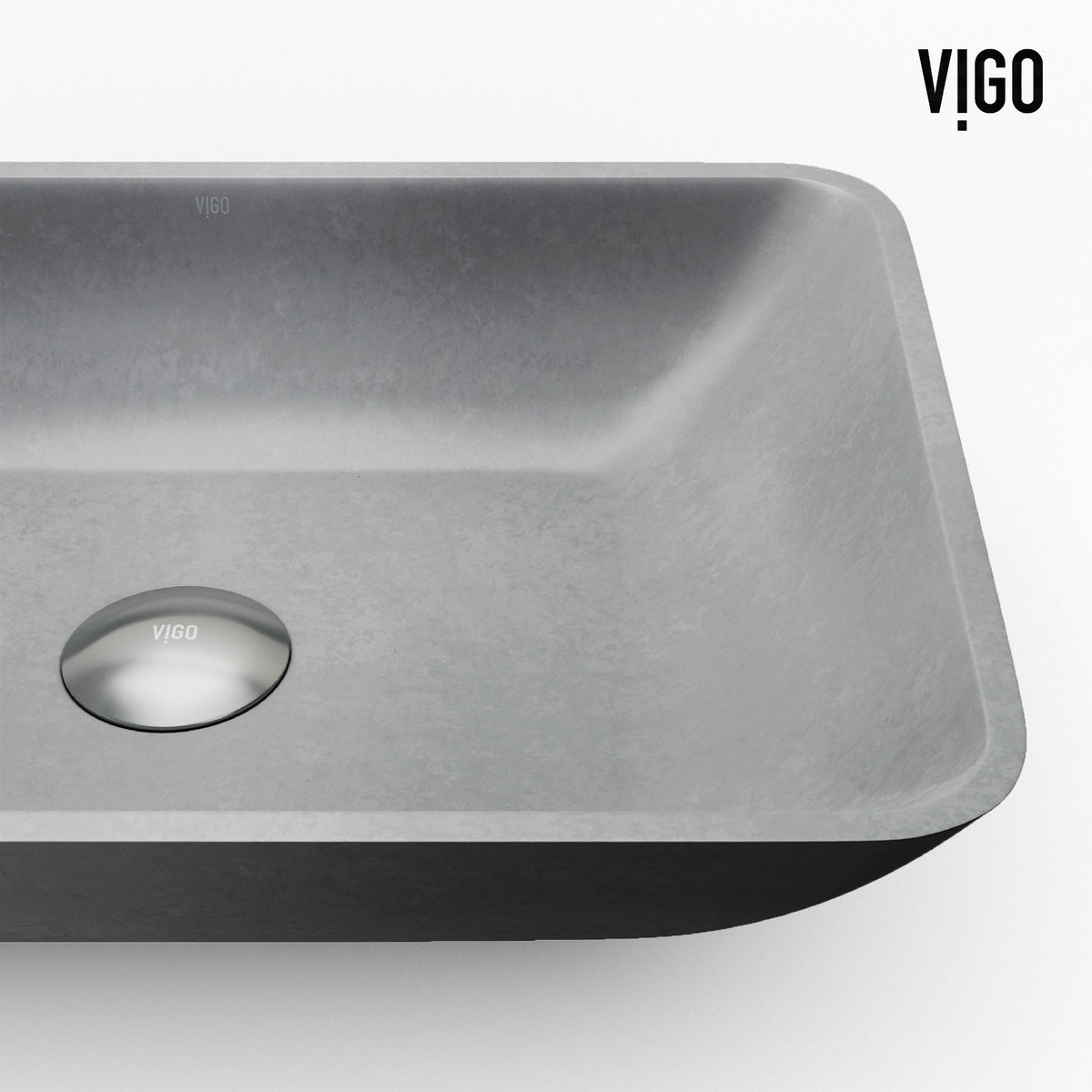 VIGO Duomo Gothic ConcretoStone 18x13-in Deep Grey Bathroom Sink/Basin with Rectangular Vessel
