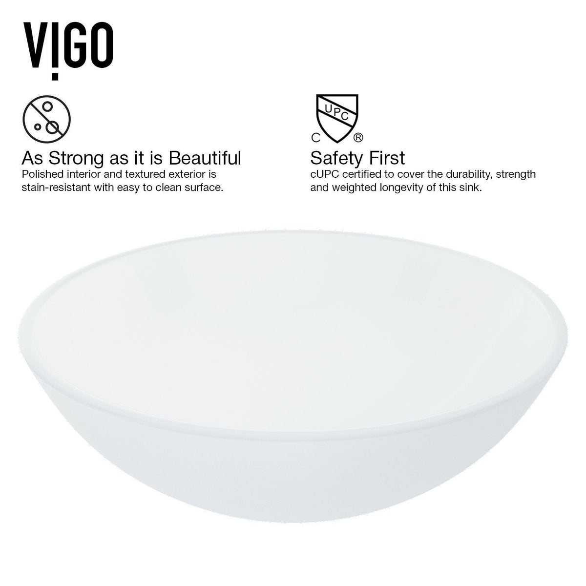 VIGO Glass Round Vessel Bathroom Sink/Basin with Rounded Edges & Deep Bowl, White