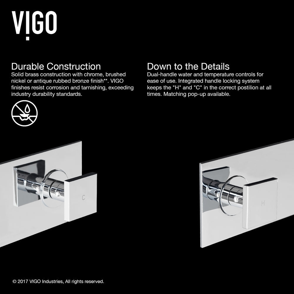VIGO Titus Wall Mount Dual Handle Bathroom Sink Faucet, Eco-Friendly 1.2 GPM Flow Rate, Chrome