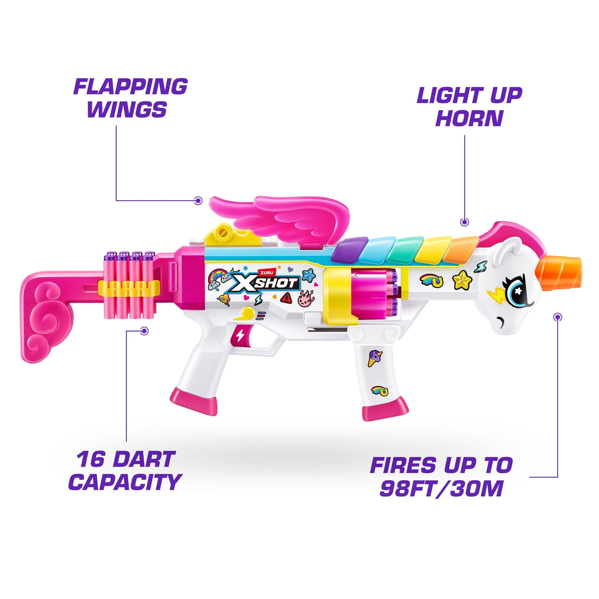 Zuru X-Shot Big Rizz Blastercorn Foam Dart Toy Blaster with 24 Darts