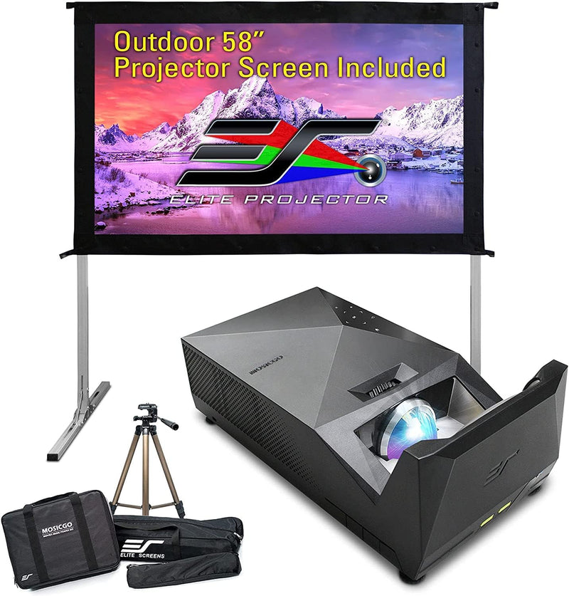 Projector ultra-short focal length portable outdoor family courtyard movie night projector, waterproof projector, 1080p resolution, 1500 lumens, supports Bluetooth and built-in battery, compatible with iOS TV platform M6
