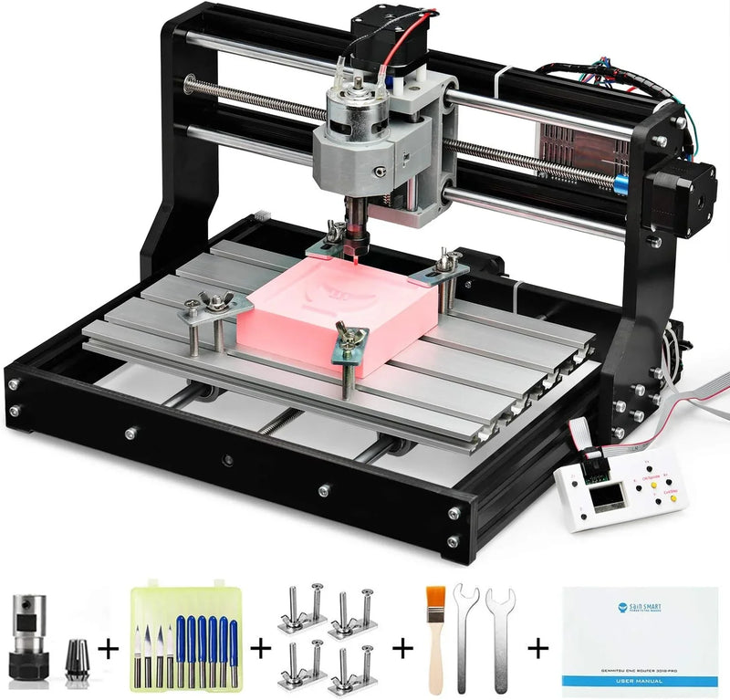 Router Kit GRBL Control 3 Axis Plastic Acrylic PCB PVC Wood Carving Milling Engraving Machine with Offline Controller, XYZ Working Area 300 x 180 x 45mm W5
