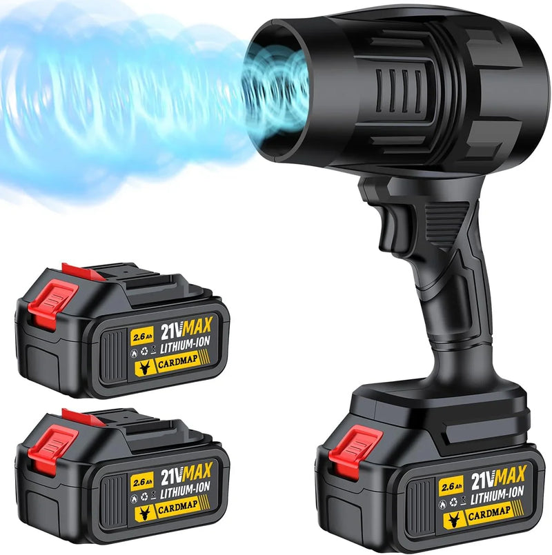 Electric Cordless Leaf Blower, Handheld Electric Leaf Blower, Mini Jet Dry Blower Fan with 2 Packs 2.6Ah Batteries and Charger, Violent Turbo Jet Blower for Lawn, Patio, Outdoors, Car, Home X3