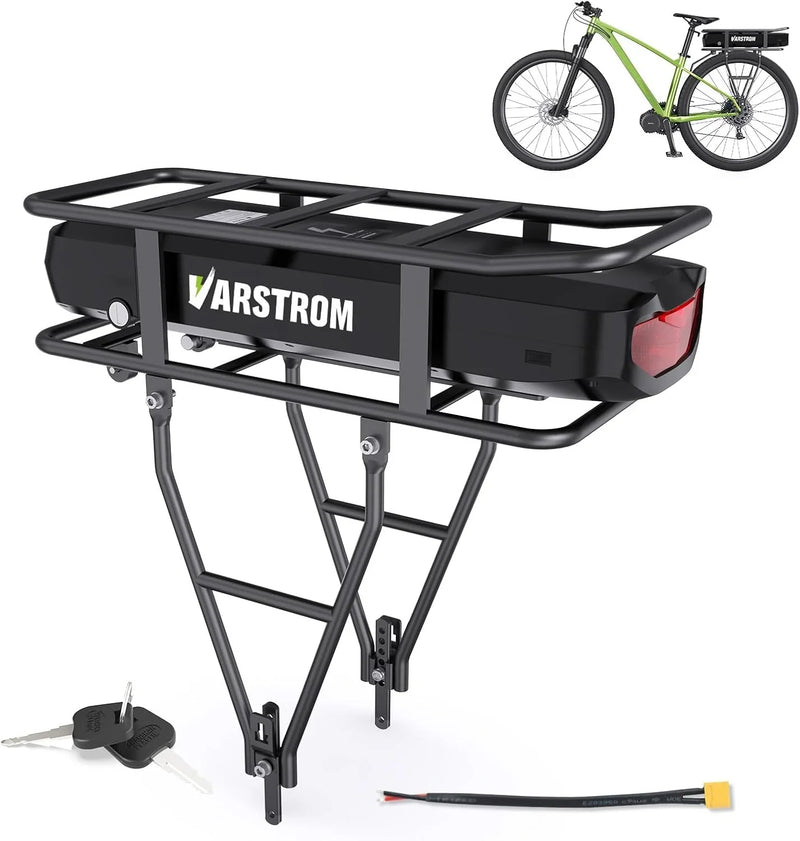 Ebike Battery 48V 17.5AH Lithium ion Rear Rack Battery for BAFANG/Voilamart/PEXMOR/AW 48V200W-1000W Ebike Kit,48V E Bike Batteries with Luggage Rack,Taillight,30A BMS,3A Fast Charger & Safety Lock X1