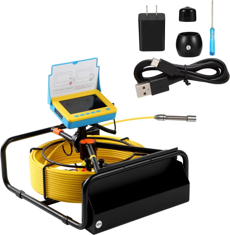 Sewer Camera, 4.3" Pipe Drain Inspection Camera with DVR Function & Snake Cable, Waterproof IP68 Borescope w/LED Lights (131.2ft/40M) W9