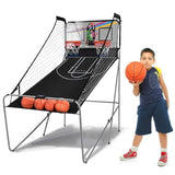 Foldable Indoor Basketball Arcade Game with 4 Balls Electronic Double Shot LED Scoring System for Kids Adults