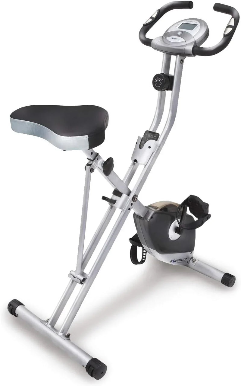 Compact folding exercise bike, 8 different intensity level fixed bikes, featuring Bluetooth tracking function and option for tablet stand. V9