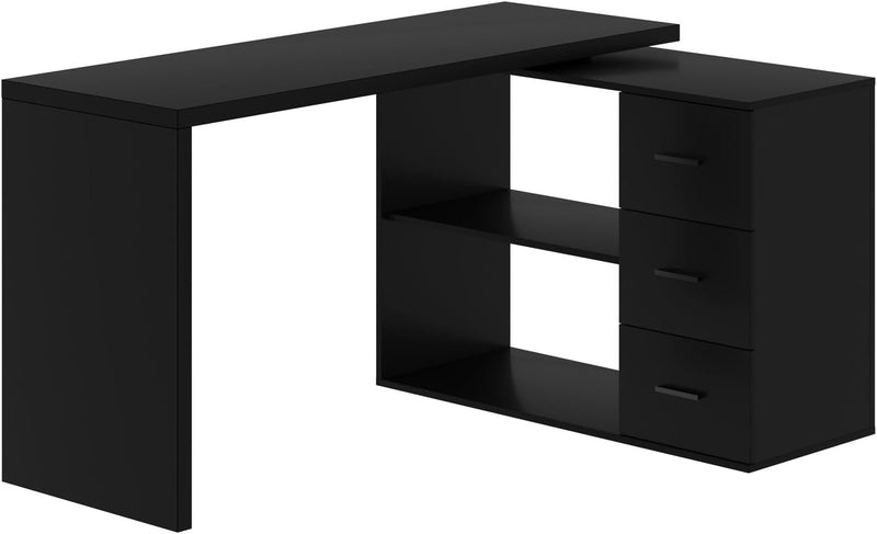L Shaped Desk with Drawers Shelves, Corner Home Office Desk with Storage Cabinet, Large Wood Computer Desk for PC Executive Work Writing Study, Modern Living Room Bedroom Table,White Oak,60 in W0