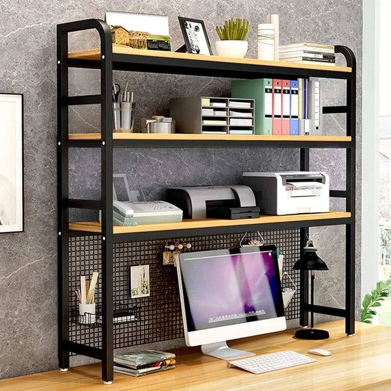 Desktop Bookshelf Adjustable Desk Bookshelf Organizer Rack - Countertop Hutch Bookshelf, 3-Tier Bookshelf Desk Shelf, All Metal Desktop Bookcase for Computer Desk, for Home, Dorm, Office Supplies (Co J7