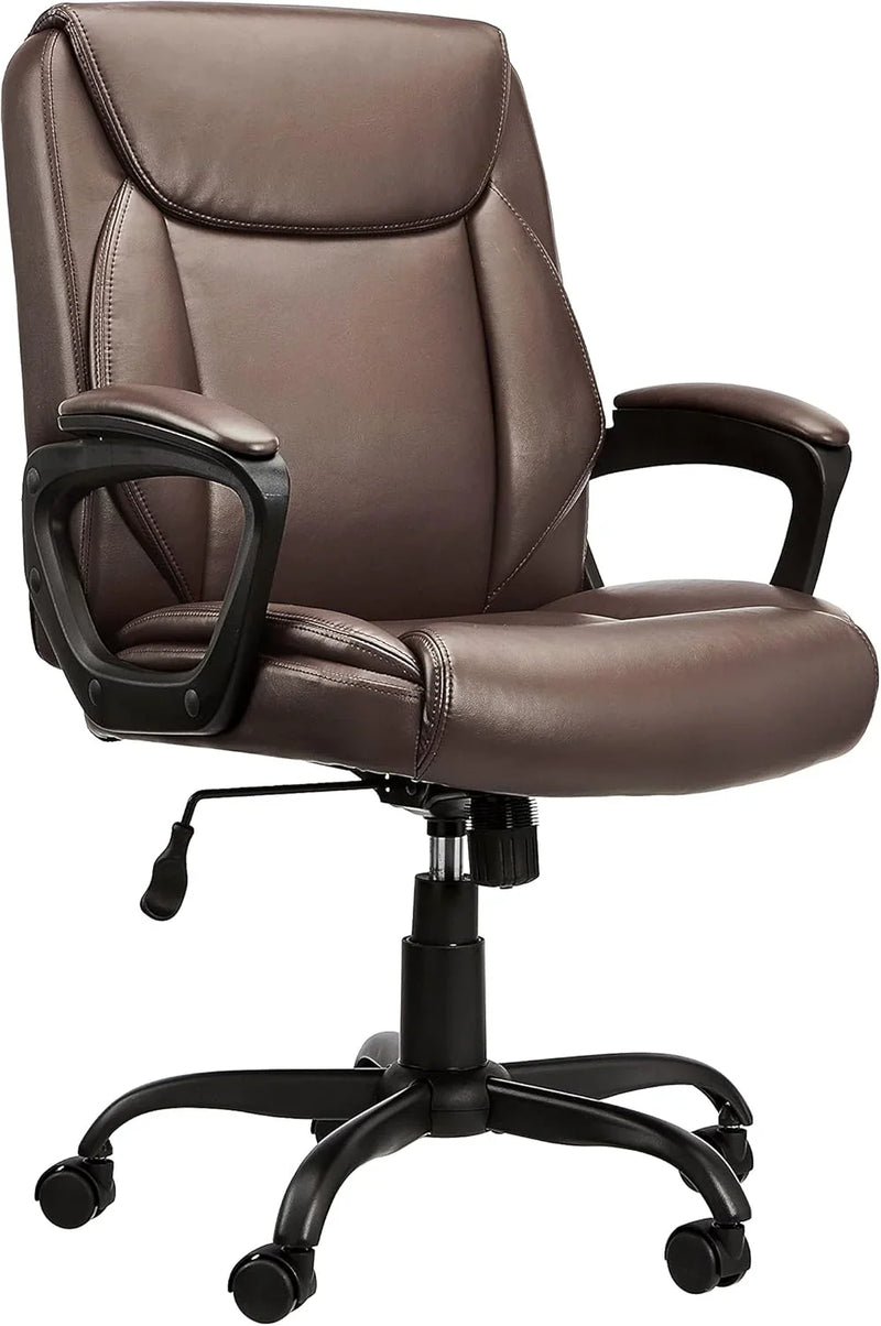 Classic PU surface, back-adjustable height office computer desk and chair, with armrests, size: 26 inches wide x 23.75 inches long x 42 inches high, black version B9