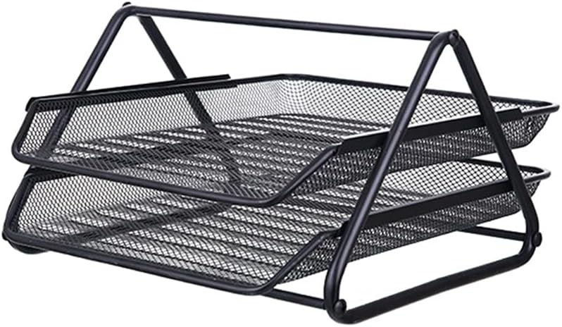 Metal Mesh 2 Tier Document Letter Tray Desk Organizer File Holder Magazine Notebook Organizer Office Supplies B4