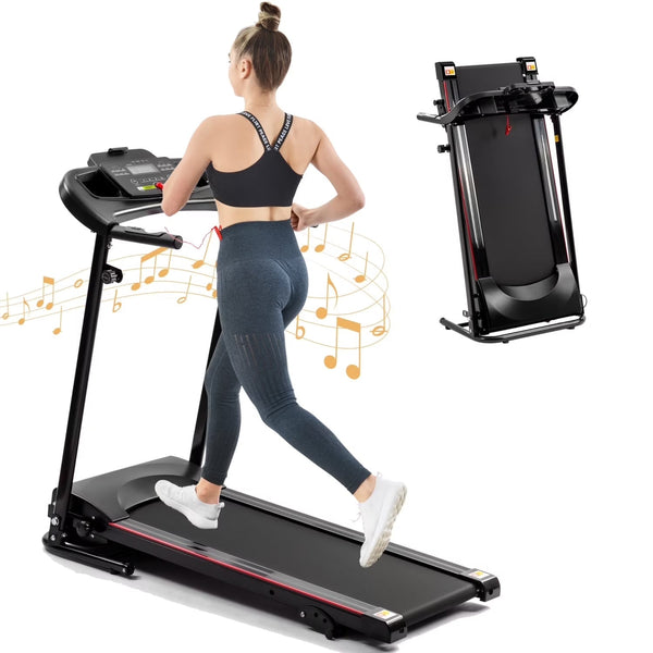 2.5HP Folding Treadmill with Incline, Electric Folding Treadmill for Walking Treadmill Machine 5 in LCD Screen 250 LB Capacity MP3 M6