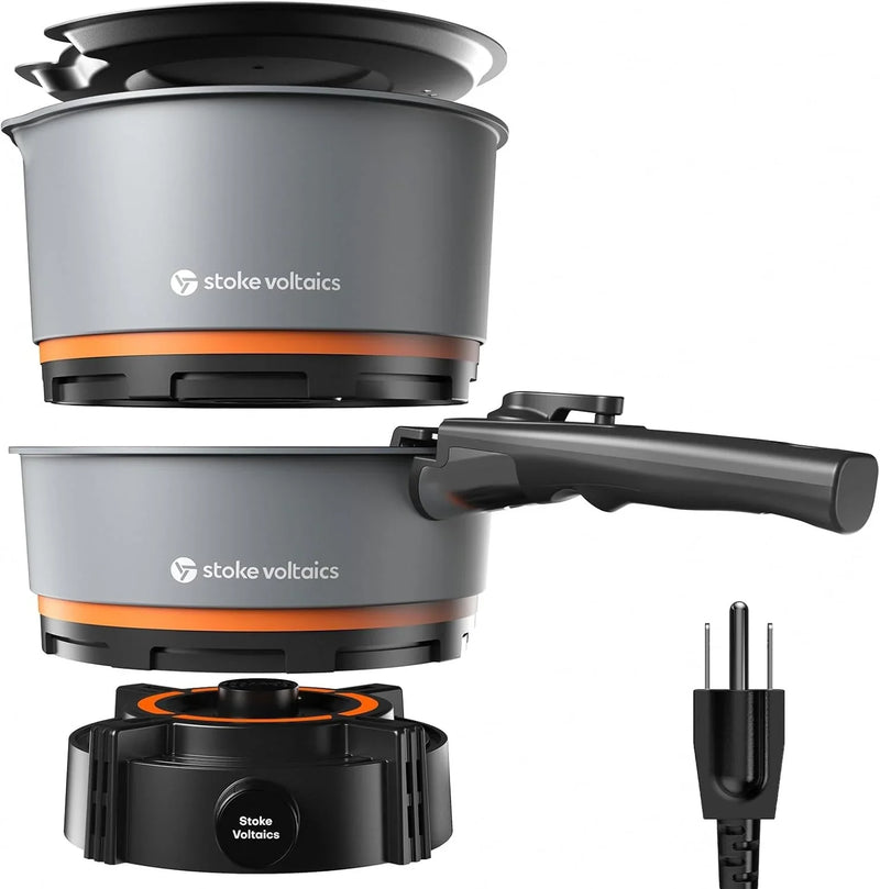 200 - 1000 watt electric camping stove, with cookware, 120 volt portable outdoor cooking set, windproof cookware, suitable for RVs, electric vehicles, off-road travel, RV life, car camping U3