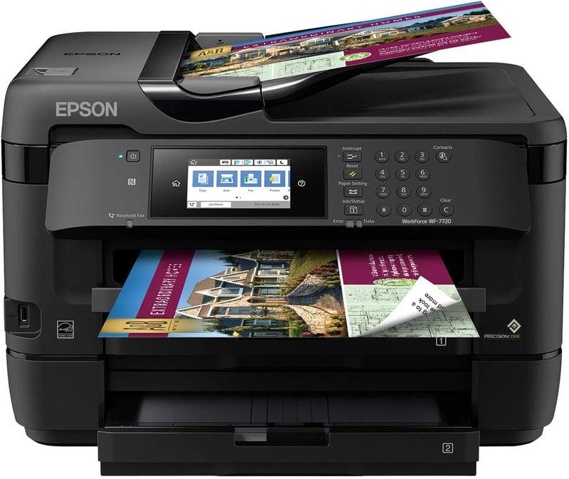 Wireless wide-format color inkjet printer, featuring functions of copying, scanning, faxing, wireless connection and Ethernet. N8
