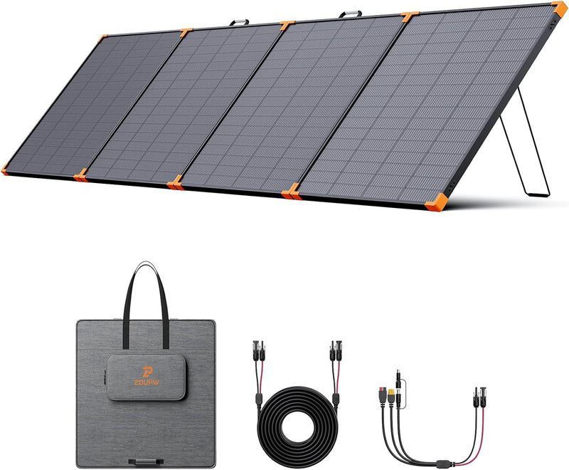 350-watt portable solar panel, suitable for power stations, hurricane emergency supplies, 43-volt foldable solar charger (25% efficient, IP68 waterproof rating, 4 reinforced stands, suitable for camping and RV travel) B9