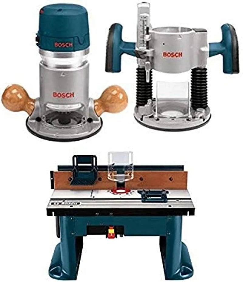 BOSCH 1617EVSPK Wood 12 Amp Router Tool Combo Kit - 2.25 Horsepower Plunge Router & Fixed Base with a Variable Speed L2