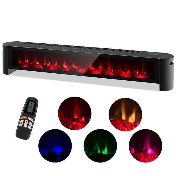 Costway 1400W Electric Baseboard Heater Convection Space Heater with Realistic 3D Flame O5