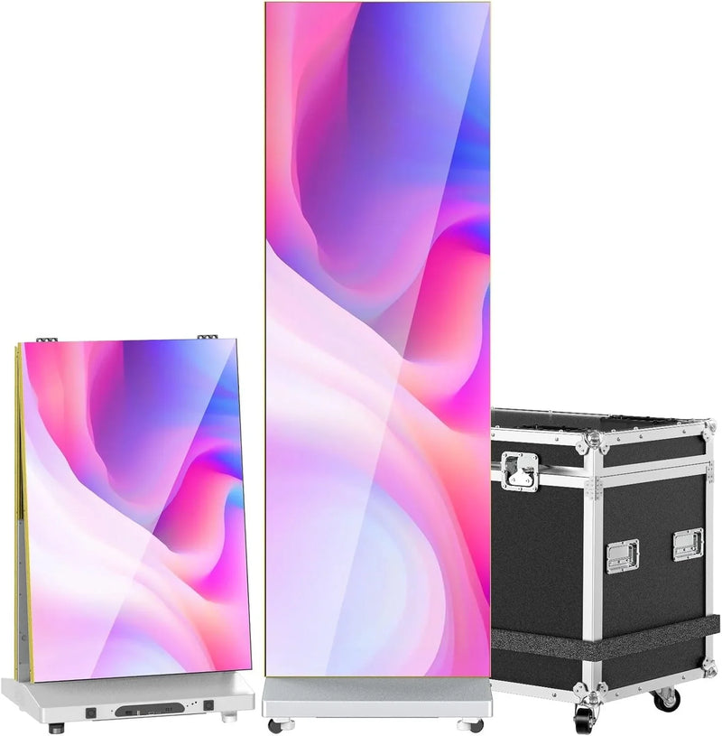 80" P1.86 Flexible Spliceable LED Poster Display – USB Plug-and-Play, Mobile & PC Remote Control, Digital Signage Advertising Screen (Silver, 1-Pack) Q3