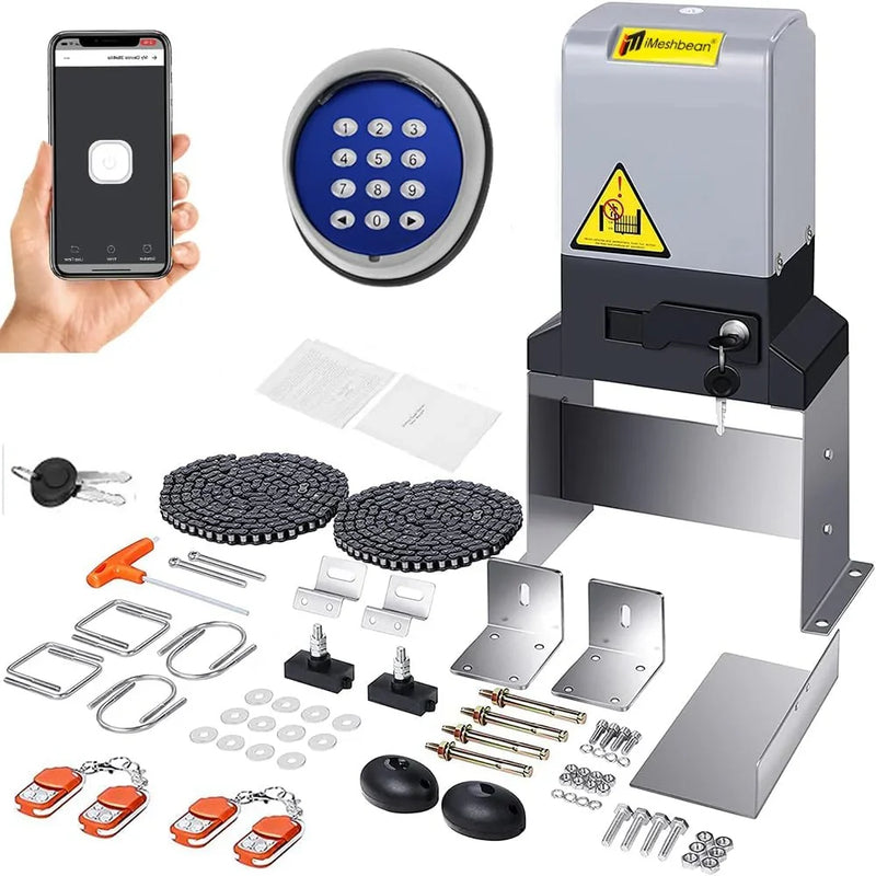 Automatic sliding door opener (controlled via APP), equipped with 4 remote controllers, 750-watt electric sliding door opener motor remote control kit, with wireless keyboard, suitable for sliding door openers up to 40 feet in length. Z3