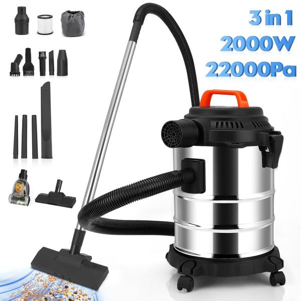 RELOIVE Wet Dry Vacuum,4.5 Gallon 2000W 6.5 Peak HP,3-in-1 Stainless Steel Shop Vacuum Wet and Dry,with Filter and Attachments for House Garage... Z4