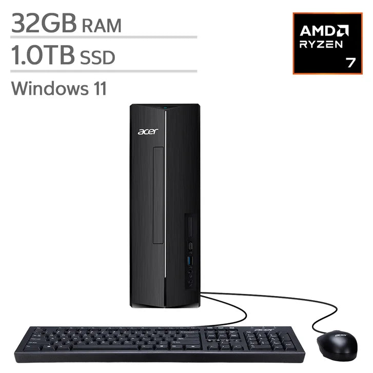 Acer Aspire Slim Desktop, AMD Ryzen 7 7730U - 32GB RAM, 1TB SSD G9