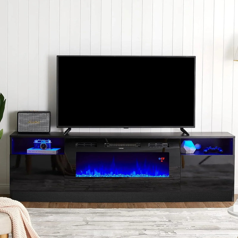Fireplace TV Stand with 36" Electric Fireplace, LED Light Entertainment Center R4