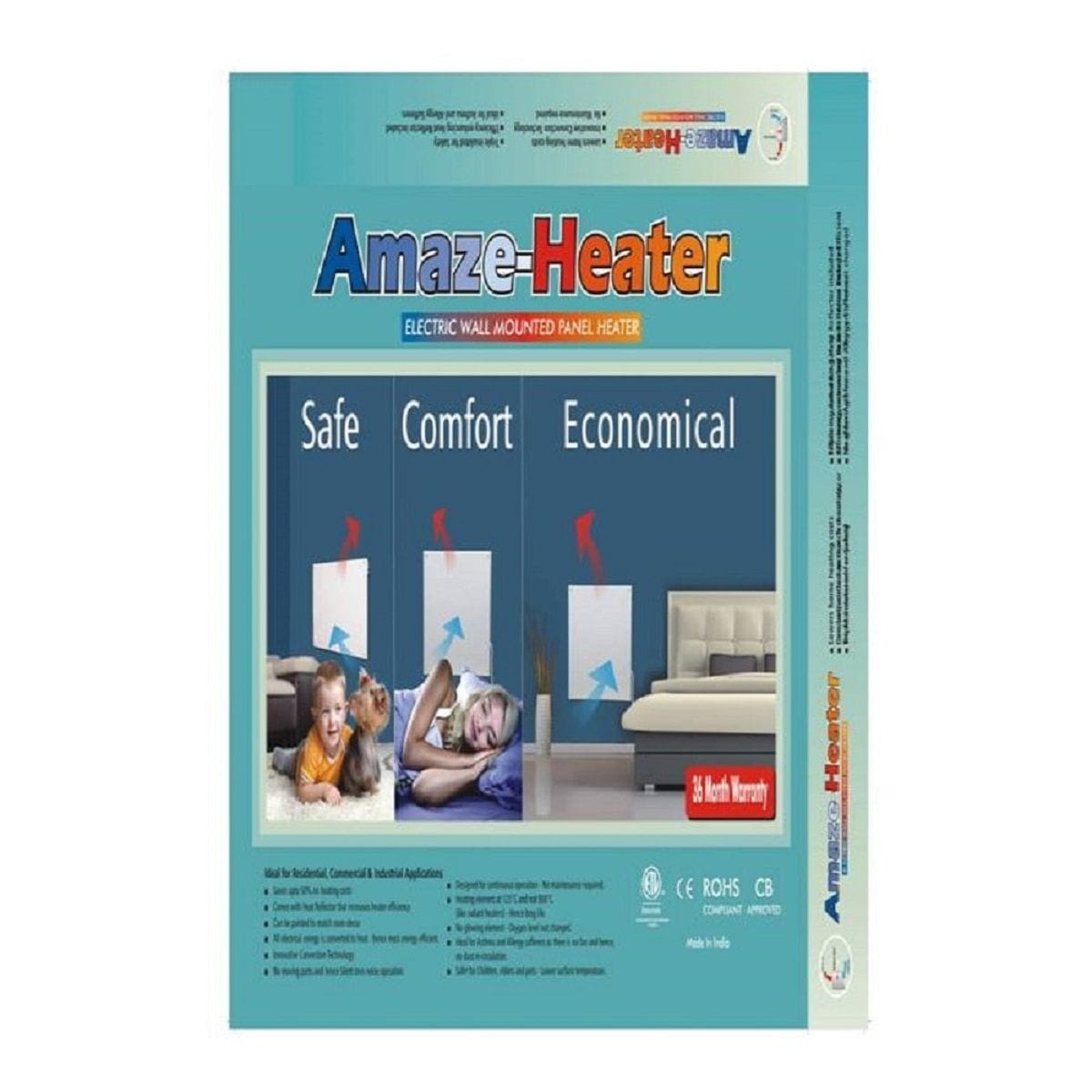 Amaze Heater Electric Heater with Plug-in Thermostat, 600W, White