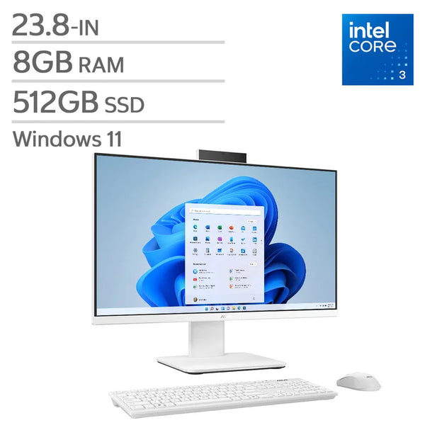 ASUS 23.8-in All-in-One Desktop, Intel Core i3-1315U - 8GB RAM, 512 GB SSD N6