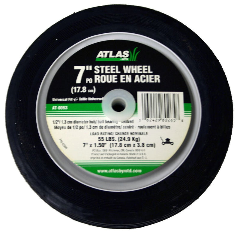 Atlas Steel Lawn Mower Wheel with Ball Bearings, 7-in x 1.5-in F4