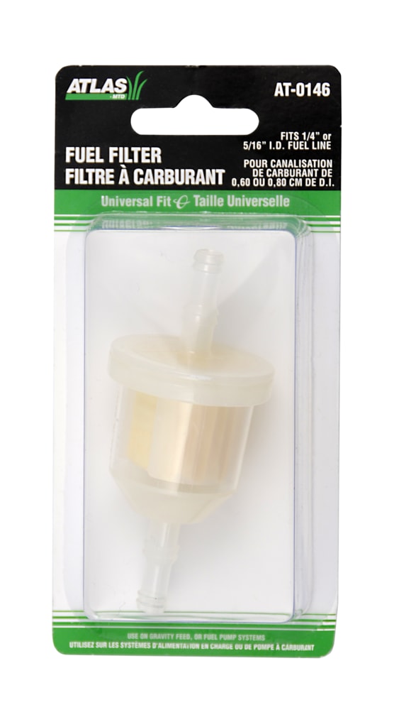 Atlas Universal Lawn Mower Fuel Filter fits 1/4" or 5/16" I.D. fuel lines