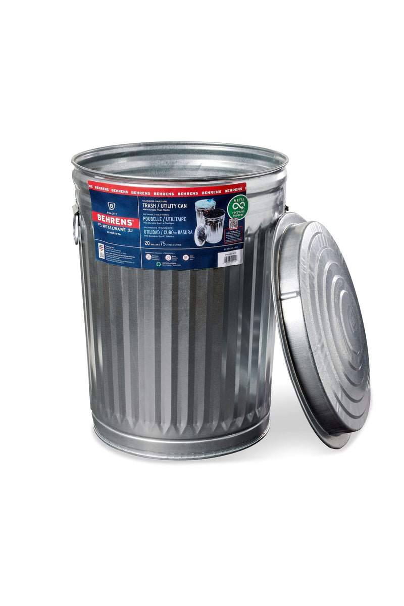 Behrens Galvanized Steel Circular Multi-Purpose Garbage Can, 75-L (19.8 US gal) L2