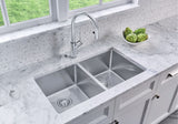 Blanco Quatrus R15 32-in 50/50 Double Bowl Undermount Stainless Steel Kitchen Sink