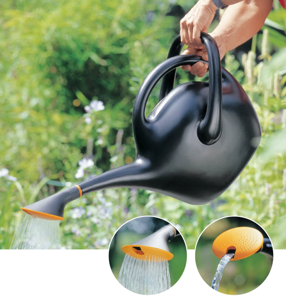 Bloem Easypour 2-in-1 Spout Watering Can with Dual Handle, 9.8-L, (2.6 US gal) Black