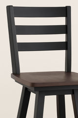 Brassex Aaron Oak/Dark Grey Swivel Counter/Bar Stool with Back Rest, 2-pc