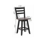 Brassex Aaron Oak/Dark Grey Swivel Counter/Bar Stool with Back Rest, 2-pc