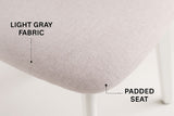 Brassex Dua Cream Fabric Upholstered Dining Chair with Curved Backrest, 2-pc
