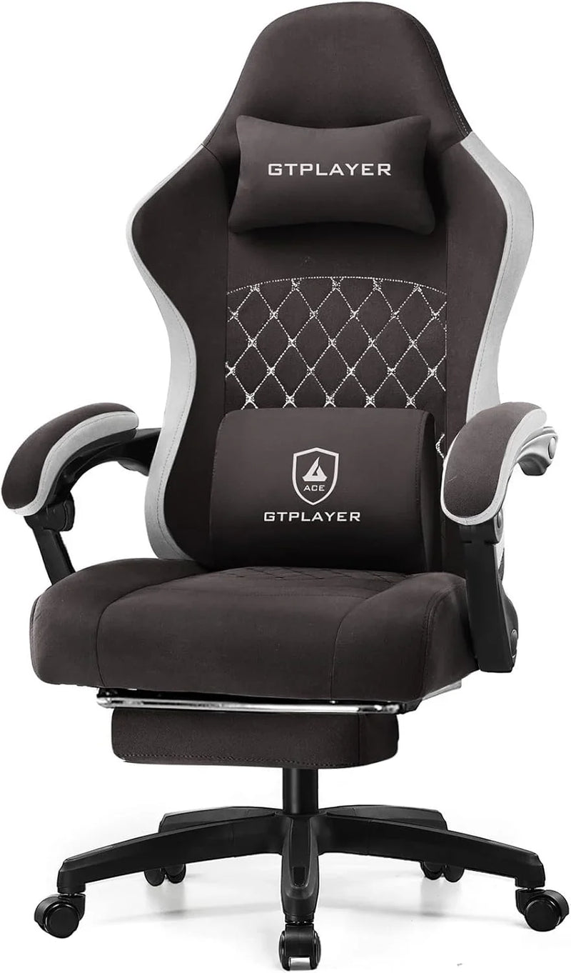 Gaming Chair, Computer Office Chair with Pocket Spring Cushion, Linkage Armrests and Footrest, High Back Ergonomic Computer Chair with Lumbar Support Task Chair with Footrest X7