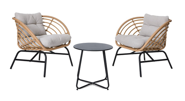 CANVAS Leslieville Outdoor Patio Chat Set with Tufted Cushions, Brown, 3-pc S6